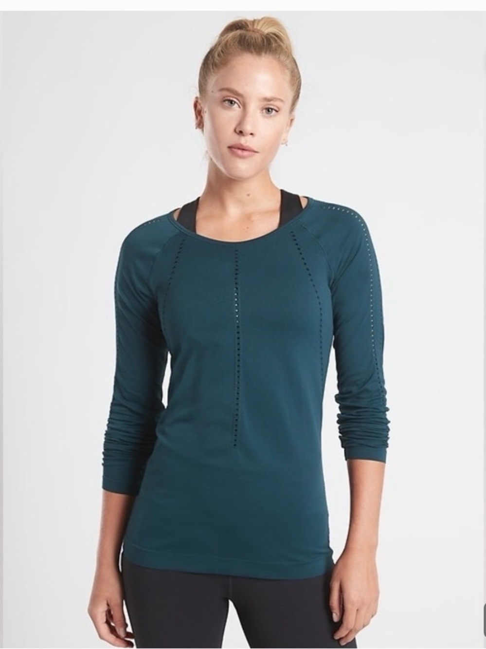 Athleta Long-Sleeve Crew Neck Top navy